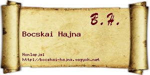 Bocskai Hajna névjegykártya